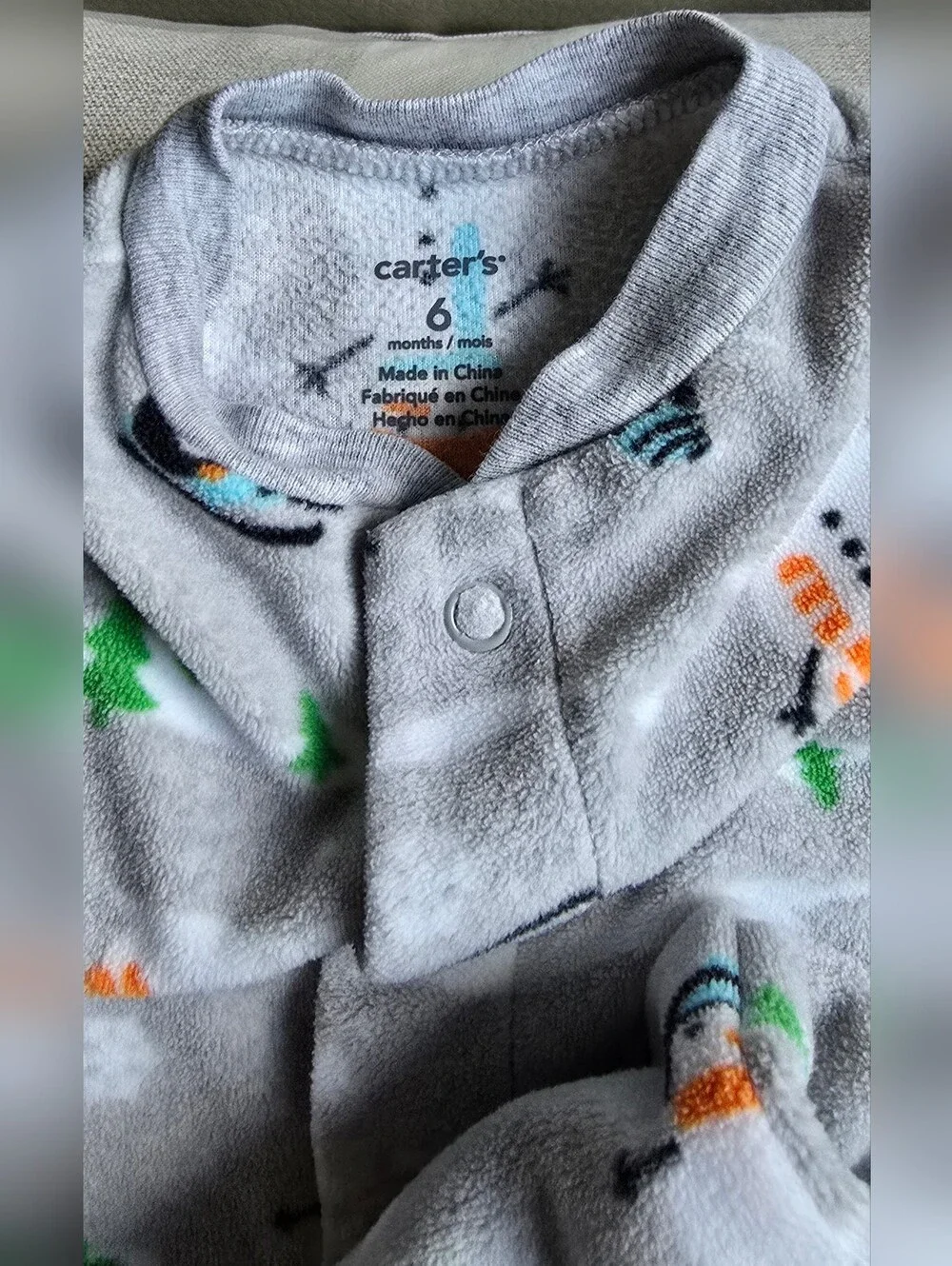 Skiing Penguin Snowman Gray Footed Unisex Pajamas Carter's